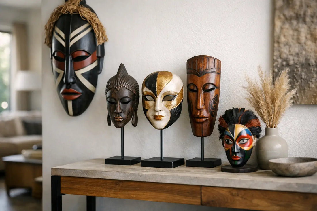 Dekorative Masken mit Charakter im Raum