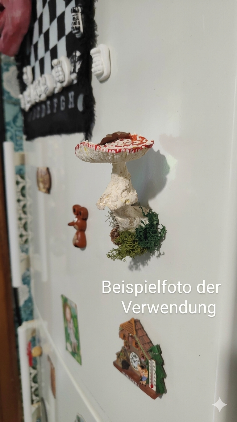 Narrischer Schwammerl/Roter Fliegenpilz aus Pappmaché zum Anhaften mit Magnet in einer originellen Geschenkverpackung