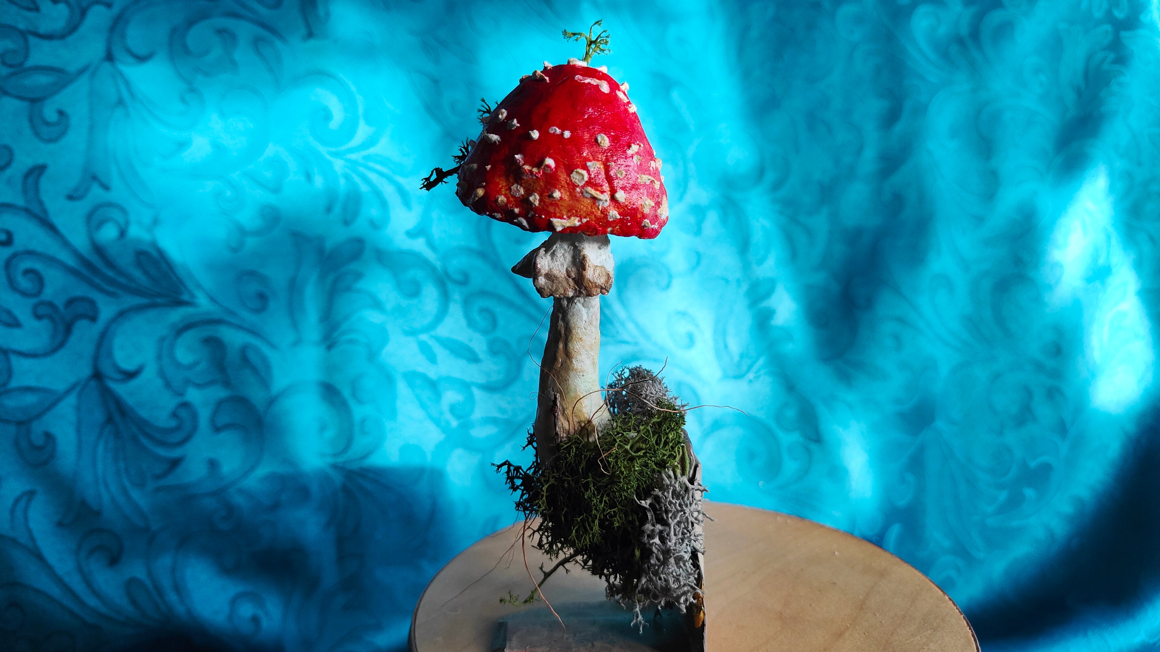 Narrischer Schwammerl/Roter Fliegenpilz aus Pappmaché zum Anhaften mit Magnet in einer originellen Geschenkverpackung