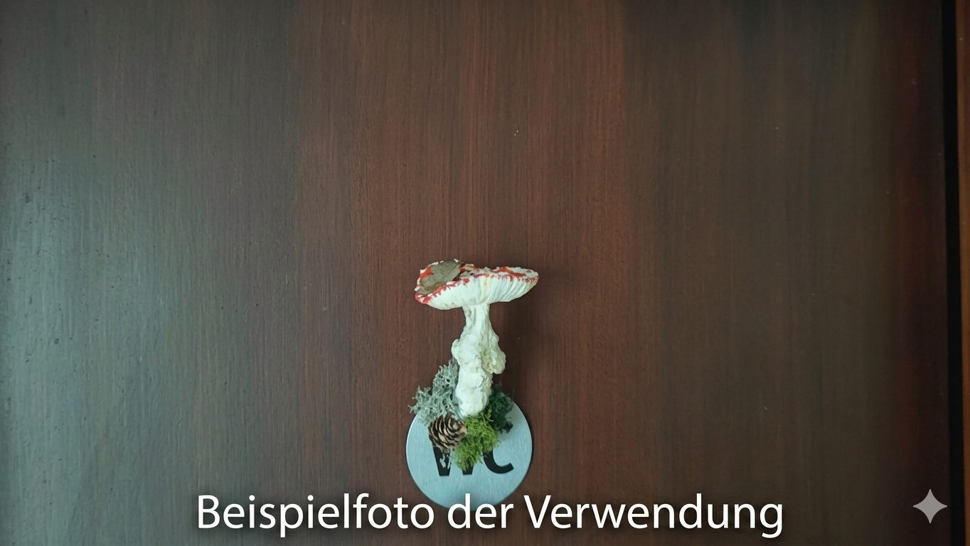 Narrischer Schwammerl/Roter Fliegenpilz aus Pappmaché zum Anhaften mit Magnet in einer originellen Geschenkverpackung